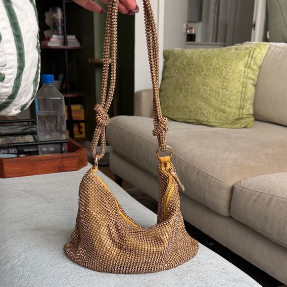 Amazon Handbags - Amazon Gold Beaded Shoulder Bag